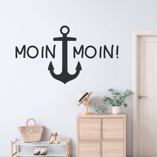 GRAZDesign Wandtattoo Moin Moin mit Anker Wohnzimmer Flur Diele selbstklebend - 100x57cm / 049 königsblau