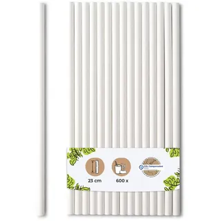 BIOZOYG 600 Stück Jumbo Papiertrinkhalme 23cm,  Ø8mm, weiß, Strohhalme, Saugrohre, Trinkröhrchen, dicke XL Getränkerohre für Smoothies und Shakes