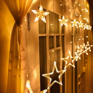 Avoalre Lichtervorhang 12 Sterne 2M Lichterkette 138 LED Sternenvorhang Erweiterbar (max. 21 Sätze), Sterne Vorhanglichter Fenster Weihnachtsbeleuchtung 8 Modi Lichterkette warmweiß Weihnachtsdeko