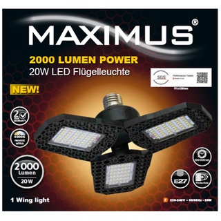 MAXIMUS LED Flügelleuchte 2000 Lumen Power 20 Watt IP20 E27 Fassung