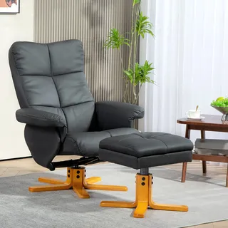 Homcom Relaxsessel Kunstleder 80 x 99 x 86 cm Grau mit Hocker