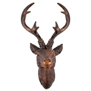 Lex Hirschgeweih Hirschkopf Wanddeko Dekoration Wandschmuck Figur Geweih Bronze 30x40cm