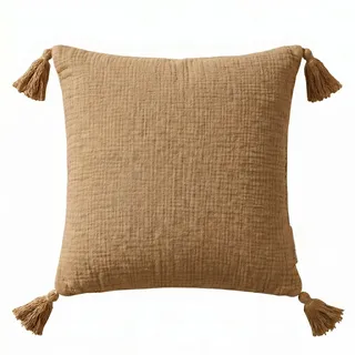 Homescapes Dekokissen Musselin 45 x 45 cm Mokka