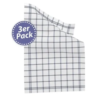 Kracht 3er Pack Halbleinen Geschirrtücher Scandic Karo blau 50x70 cm - Blau