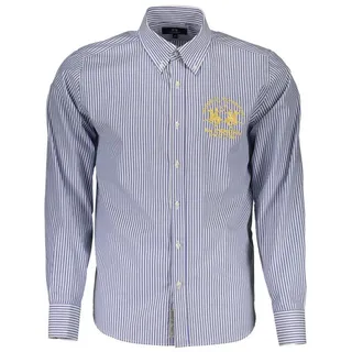 La Martina Langarmhemd Elegantes Herrenhemd Blau: Langarm, Button-Down, Stickerei-Details M