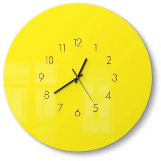 DEQORI Wanduhr 'Unifarben - Gelb' (Glas Glasuhr modern Wand Uhr Design Küchenuhr) gelb 50 cm x 50 cm