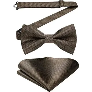 Fliege Herren Einstecktuch Vorgebunden Hochzeit Anzug Set Braun