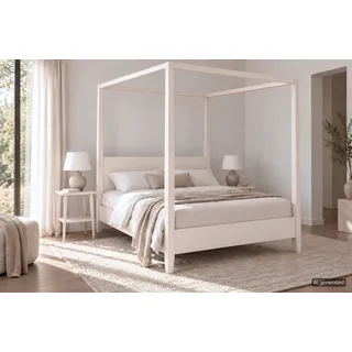 Visby Himmelbett Canopy (Baldachin Bett-Gestell, Buchenbett), 140/200, Buche - lackiert, Weiß weiß 149 cm x 210 cm x 195 cm