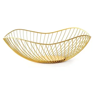 Omgoods - Goldene Obstschale - Offene Metall-Obstkorb, 25 x 10 cm - Gold
