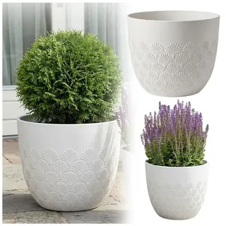 Pflanzkübel Melody 35 cm Weiß - Blumentopf mit Bewässerungssystem, Frostbeständig, Balkon Terrasse Blumentopf für drinnen und draußen - Weiß