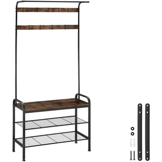 Tectake Garderobenständer Alberta 85,5 x 36 x 184 cm Braun