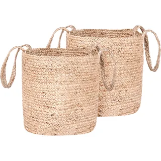 Beliani Aufbewahrungskorb 2er Set Kaella 34 x 34 x 34 cm beige