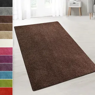 casa pura Shaggy-Teppich Barcelona (Dunkelbraun, 100 x 500 cm) | Weicher Hochflor-Teppich aus Polypropylen mit rutschhemmendem Action-Back-Rücken