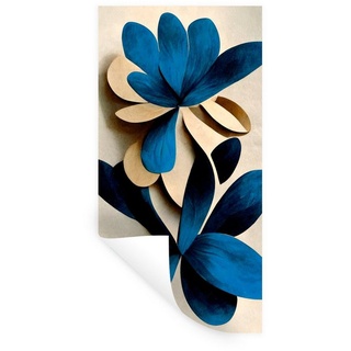 MuchoWow Wandsticker Blätter - Pflanzen - Blau - Lilie (1 St), Wanddeko, Aufkleber für die Schlafzimmer, Wohnzimmer, Wandtattoo bunt 20 cm x 40 cm x 0.1 cm