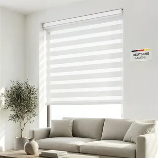 Victoria M. Doppelrollo für Fenster & Türen Duo-Rollo Lichtdurchlässig & Verdunkelnd mit Kettenzug Wand- o. Deckenmontage, 80 x 175 cm, Weiss
