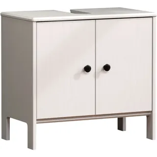 WELLTIME Waschbeckenunterschrank WELLTIME "Kall", weiß (weiß lackiert), B:60cm H:56cm T:33cm, Massivholz, Schränke, Waschbeckenunterschrank, Waschtisch aus Kiefer-Massivholz in Weiß oder Braun (honigfarben)