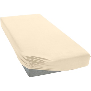 Spannbettlaken JANINE "ELASTIC 5002/" Bettlaken Gr. B/L: 180-200 cm x 200 cm (1 St.), Jersey-Elasthan, 35 cm, beige (leinen) Bettlaken Betttücher Laken mit Rundumgummizug