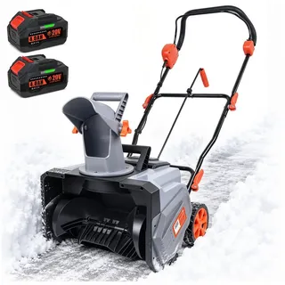 XERSEK Akku-Schneefräse 1400W Elektro Schneeschaufel Schneeschieber Brushless Motor 6500RPM, (46cm Arbeitsbreite 27cm Schneehöhe 7m Wurfweite, inkl. 2x4Ah Akkus & Ladegerät), Ideal für Gehwege, Fahrbahnen, Gärten