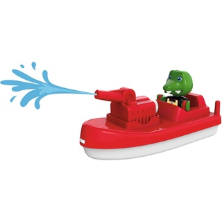 AquaPlay - FireBoat - Zubehör für AquaPlay Wasserbahnen oder für die Badewanne, Feuerwehr Boot mit Sven dem Krokodil, Wasserspritzfunktion, für Kinder ab 3 Jahren 8700000273 Rot