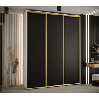 Kleiderschrank ASIRI 1 – 190/45 cm, weiß/schwarz/gold - Weiß/Schwarz/Gold