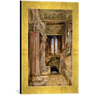 Gerahmtes Bild von Alexander Fraser Jnr. Rosslyn Chapel, Scotland, Kunstdruck im hochwertigen handgefertigten Bilder-Rahmen, 30x40 cm, Gold Raya