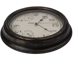 Durashmall Wasserdichte Outdoor-Wanduhr mit eingebautem Thermometer und Hygrometer, für Garten, Terrasse oder Zuhause, Vintage-Design, leiser Quarzbetrieb, einfach zu installieren, wetterfest