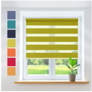 Doppelrollo Klemmfix, ohne Bohren, Sichtschutz, Rikmani, Klemm- oder Schraubmontage, Moderne Optik, Klemm- oder Schraubmontage, Sicht- und Sonnenschutz grün 85 cm x 215 cm