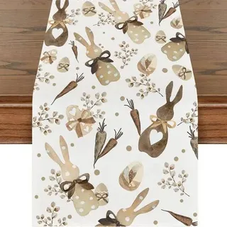 Ostern Tischläufer 183x33cm Hasen Ei Motiv Sackleinen