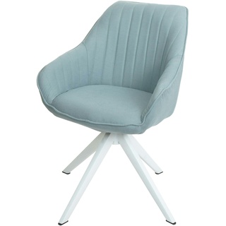 Mendler Esszimmerstuhl HWC-K27, Küchenstuhl Stuhl mit Armlehne, drehbar Stoff/Textil ~ mint-grün
