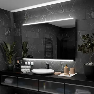 Badspiegel mit LED Beleuchtung - Hobart - 120 cm, 80 cm - Silber