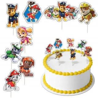 Festivalartikel Tortenstecker Topper Paw Patrol Papier Figuren 8 Stueck weiß