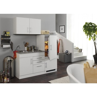 Held Möbel Singleküche mit Geräten Toronto 160 cm Frontfarbe weiß Matt Korpusfarbe weiß
