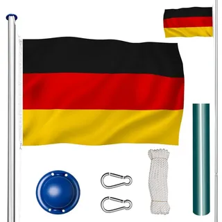 Tectake tectake® Aluminium Fahnenmast, wetterfest, 6,25 m, inklusive Seilzug und Bodenhülse