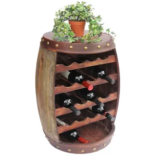 DanDiBo Weinregal Holz mit Ablage Weinfass 1546 Fass 70cm Flaschenregal Flaschenständer, Weinständer Bar