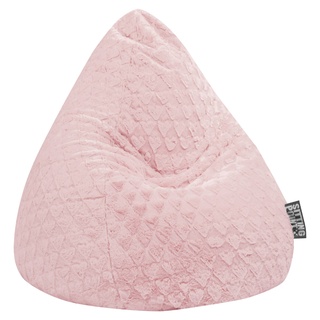 Sitting Point Sitzsack Beanbag fluffy hearts Stoff Rosa Rose L (Large)