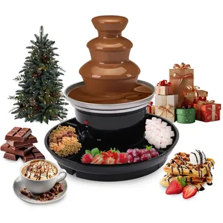 3-Etagen Schokobrunnen mit Schmelzfunktion, 40W Elektrisch Schokoladenbrunnen Schokoladenfondue Maschine, 0.45kg/1lb Kapazität Edelstahl Schokoladen Brunnen für Familie Party Geburtstag Hochzeitd