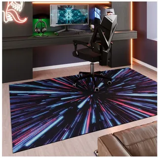 Wecon home Teppich Neon Horizon, rechteckig, Höhe: 5 mm, Gamer Teppich, gewebt, futuristisch, robust, Gaming Room, rutschfest schwarz 160 cm x 230 cm x 5 mm