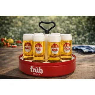 Früh Kölsch Kranz mit 8× Kölschgläsern 0,2 L – geeicht – Original Kölschstangen – Servierkranz komplett