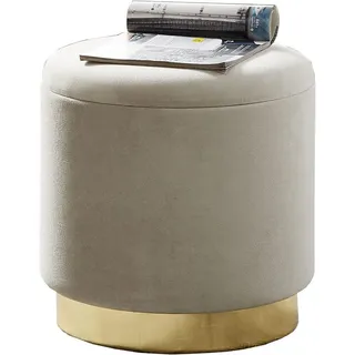 Zedelmaier Sitzhocker rund Hocker Zylindrischer Samthocker Fußbank (Set), mit stauraum beige