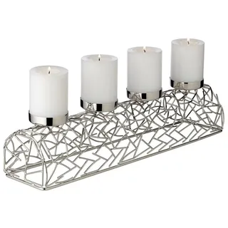 Edzard Adventskerzenhalter Milano Länge 44 cm, silberfarben, Messing vernickelt,