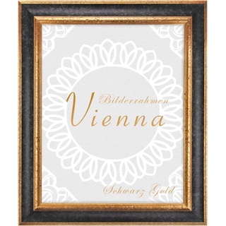 BIRAPA Bilderrahmen gold Vienna Rahmen 50x65 cm - Bilderrahmen vintage in Schwarz Gold, Bilderrahmen Holz mit Zierleiste innen und außen, Fotorahmen, Holzrahmen