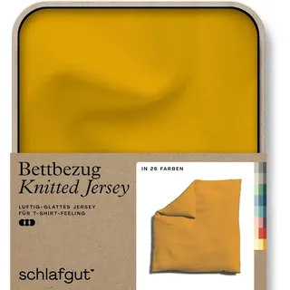 Schlafgut Bettbezug Premium Bettbezug Knitted Jersey (1 St), (1 St), Ton-in-Ton Reißverschluss, Bio-Baumwolle mit Elasthan, Uni, OEKO Tex gelb 200 cm x 200 cm