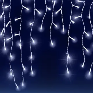 monzana Monzana® LED-Lichterkette Regen Innen Außen Warmweiß Kaltweiß Lichternetz Lichtervorhang Beleuchtung Außen Innen Weihnachten 200 LEDs 10m Weiß