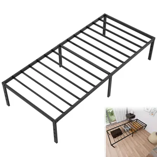 TATIVALO Metallbett Bettrahmen als stabiles Bettgestell und modernes Metallbett inklusive Lattenroste, praktischer Unterbett-Stauraum, einfache Montage und langlebige Konstruktion, Einzelbett 90x200cm