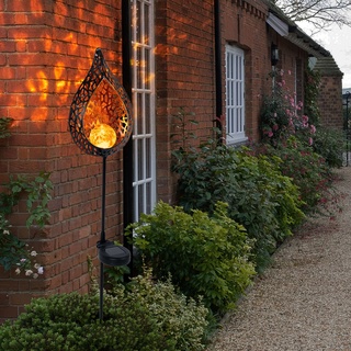 Solarleuchte Gartendeko Steckleuchte LED Außenleuchte Erdspießleuchte Dekolampe Tischlampe, Flammen Design, LED, 2er Set