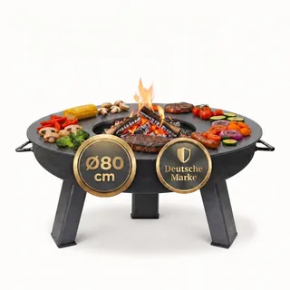SOUK ONE Plancha Ø 80 cm Feuerring Feuerplatte Grillring für Feuerschale oder Feuertonne - Grillplatte aus Stahl 4mm Dick (Lieferumfang 1x Plancha)