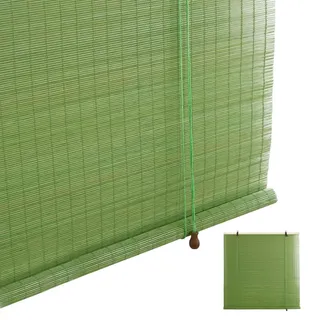 Zhixubah Bambusrollo 80 100 120 140 150 160cm Breit Holzrollo Grün Rollo Bambus Blickdicht Lichtfilter-Rollo Anpassbar Bambus Rollo Jalousine Mit Lifter Sonnenschutz Sichtschutz Einfach Aufzuhängen