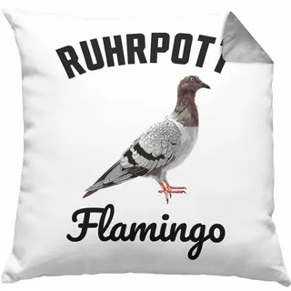 Trendation Taubenzüchter Geschenk Zaubenzucht Zubehör Tauben Kissen mit Füllung 40x40 Lustiger Spruch Taubenflüsterer Ruhrpott Flamingo (Grau)