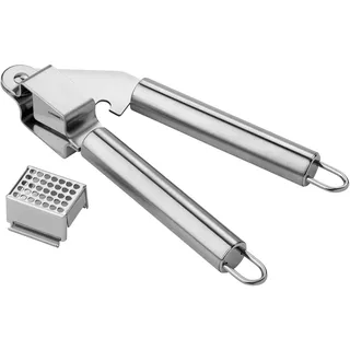 Chef Aid Knoblauchpresse Edelstahl – robuste garlic press zum Pressen, Zerkleinern und Hacken von Knoblauch, Ingwer und Zwiebeln, spülmaschinenfest, ergonomischer Küchenhelfer