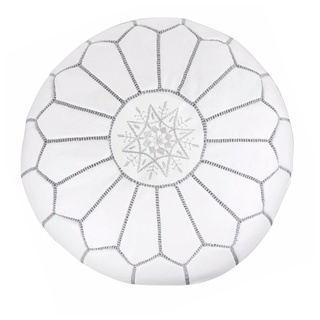 Leder Sitzhocker orientalische Sitzkissen Pouf Pouffe Ottoman Sitz kissen weiß S